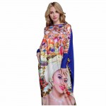 2017 African Dashiki New Fashion Design Bazin Super Elastic Party Plus Size Diamond Loose Face Print Maxi Dress For Lady