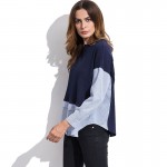 2017 Autumn Fashion New Stripes Stitching Full Sleeve T shirts for Women Leisure Patchwork Eleglant Tops Slim Female T-shirt XL