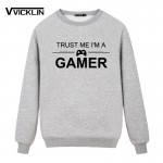 2017 Autumn New Arrival Loose Clothes TRUST ME I'M A GAMER Printing Sweatshirts Men's Cotton Full Sleeves Pullover Size S-XXXL