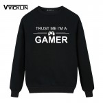 2017 Autumn New Arrival Loose Clothes TRUST ME I'M A GAMER Printing Sweatshirts Men's Cotton Full Sleeves Pullover Size S-XXXL