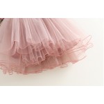 2017 Baby Girls Floral Mesh Ball Long Sleeve Dresses, Princess Kids Spring Dazzel Bow Cute Dress 