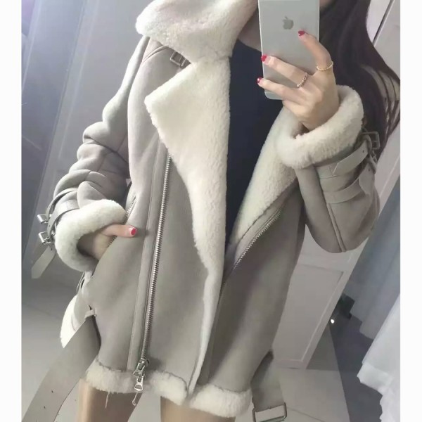 2017 Best Quality Genuine Real Shearling Coat Natural Sheepskin Coat Black Suede Men and women Winter Jacket Thick Real Fur Coat