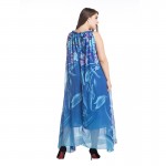 2017 Bohemian Women Summer Dress Slash Neck Halter Chiffon Dress Long Plus Size 7XL Print Blue Floral Maxi Dress Vestido Longo