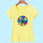 2017 Brand Summer New Sunflower Printed Women T Shirt Cotton Short Sleeve tshirts O-neck Fashion loose top tees