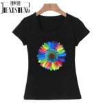 2017 Brand Summer New Sunflower Printed Women T Shirt Cotton Short Sleeve tshirts O-neck Fashion loose top tees