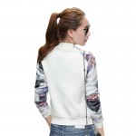 2017 Brand Tops Flower Print Girl Plus Size Casual baseball Jacket Women Sweatshirt Button Thin Bomber Long Sleeves Coat Jackets