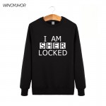 2017 Casual Mens Hoodies Sherlock Holmes Sweatshirts Autumn I Am Sher Locked Letter Print Crew Neck Men' s Clothing Plus Size