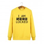 2017 Casual Mens Hoodies Sherlock Holmes Sweatshirts Autumn I Am Sher Locked Letter Print Crew Neck Men' s Clothing Plus Size