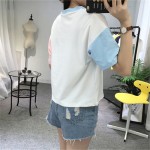 2017 College Harajuku Hit Color Sleeves Summer Funny T shirts Women Fashion OK Gesture Loose Girls Top Female T-shirt Plus Size