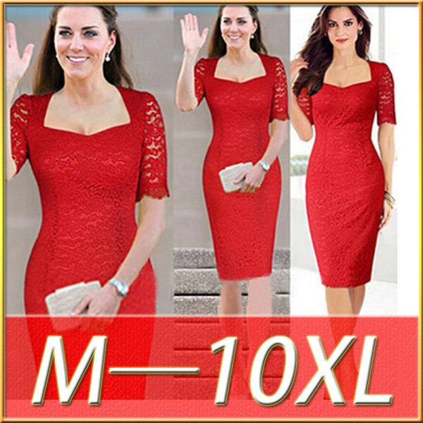 2017 European station super large size lace dress women's new design square collar half sleeve slim plus size 7XL 8XL 9XL dress
