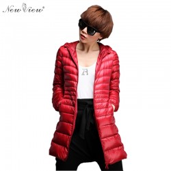 2017 Fashion Down Coat Winter Jacket Women Hooded Long Ultralight Duck Down Coats Slim Parka For Girls Female Ladies Plus Size 