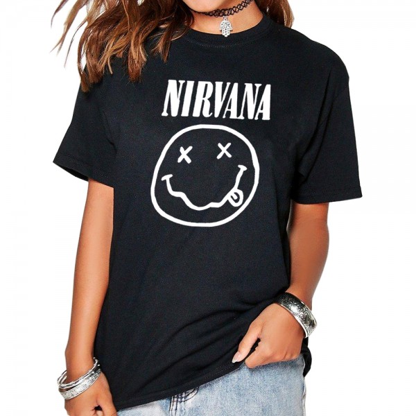 2017 Fashion Harajuku Casual Women's T-Shirts Punk Rock NIRVANA Cotton tumblr tshirt Casual poleras Hipster For Famale Top