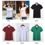 2017 Fashion Slim Solid Plus Size T shirt Summer Women V Neck Short Sleeve Cotton Tshirt Casual Black/White/Grey Tops Tees B178