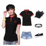 2017 Fashion Solid Cotton T Shirt Women V-neck Slim T-shirt Women Brand Black Red Punk Tops Tee Shirt Femme Plus Size 3036