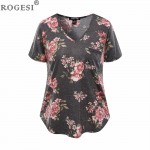 2017 Fashion T-shirts Women Tops Crop Top T Shirt Women Top Tees Flower Clothing Female Tumblr Blusa Clothes V-Neck