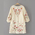 2017 Fashion Women Flower Embroidery Lantern Sleeve Mini Dresses Two piece suit Casual Lace stitching Dress Womens Clothing D816