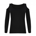 2017 Fashion Women Ladies Sexy Slim Off Shoulder Blouses Tops Casual Long Sleeve  Neck White Tee Shirt  3 Colors chemise femme