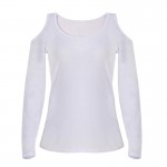 2017 Fashion Women Ladies Sexy Slim Off Shoulder Blouses Tops Casual Long Sleeve  Neck White Tee Shirt  3 Colors chemise femme