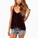 2017 Fashion Women Plus Size Tops Sexy Deep V-Neck Backless Sleeveless Velvet Straps Solid Loose Velvet Camis Tank Tops 716