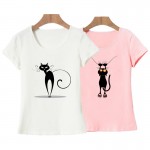 2017 Fashion kawaii T shirt Women Summer Tops Casual Cotton 3D Cat Print and Short Sleeve O-neck Plus Size Vogue tshirt