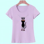 2017 Fashion kawaii T shirt Women Summer Tops Casual Cotton 3D Cat Print and Short Sleeve O-neck Plus Size Vogue tshirt