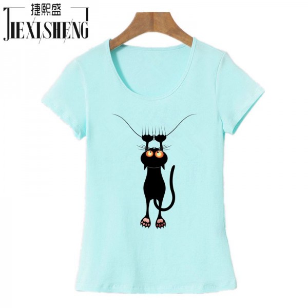 2017 Fashion kawaii T shirt Women Summer Tops Casual Cotton 3D Cat Print and Short Sleeve O-neck Plus Size Vogue tshirt