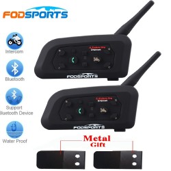 2017 Fodsports 2 pcs V6 Pro Motorcycle Helmet Bluetooth Headset Intercom 6 Riders 1200M Wireless Intercomunicador BT Interphone