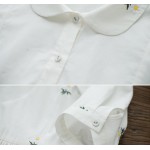 2017 Free Shipping Summer Autumn Women White Flowers Cotton Dress Loose Casual Solid O-neck Knee-length  Dresses Designs