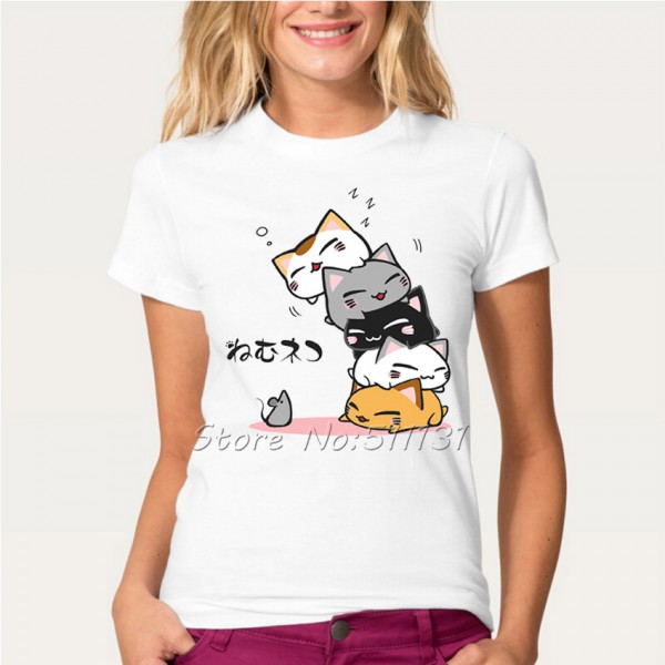 2017 Funny Cute Cat Sleep Design T-Shirt Fashion Novelty Women/Girl Animal T Shirt Summer High Quality Harajuku Tops Tee