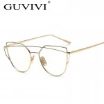 2017 GUVIVI Vintage Spectacle Gold Frames Eye Clear Lens Glasses Frame Women Optical Cat eye Glasses Eyewear Eyeglasses GY-007