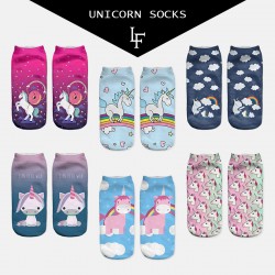 2017 Harajuku 3D Print Unicorn Socks Women Kawaii Ankle Licorne Chaussette Femme Calcetines Mujer Cute  Emoji Art Socks ws66