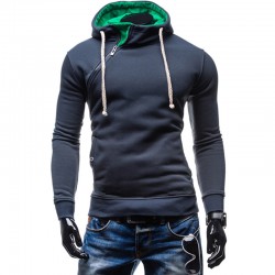 2017 Hoodies Men Sudaderas Hombre Hip Hop Mens Brand Oblique Zipper Cotton Hoodie Sweatshirt Suit Slim Fit Men Hoody XXL