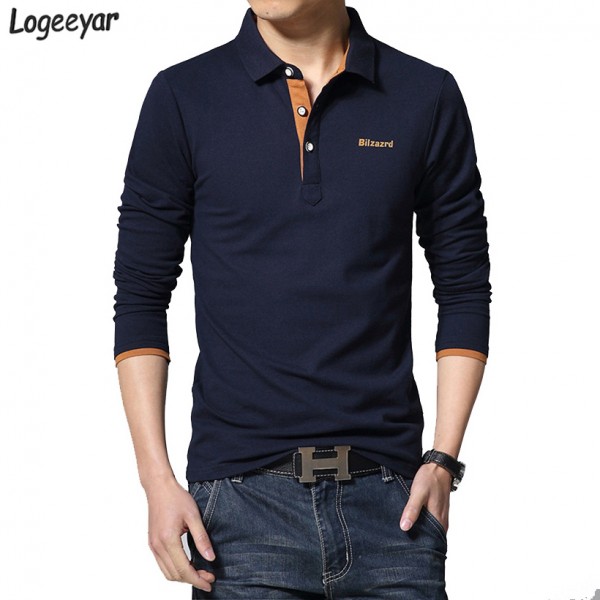 2017 Hot Sale Men's Polo Shirt Fashion Brand Quality Long Sleeve Solid Polo Shirt Men Camisa Polo Masculina Plus size 4XL 5XL