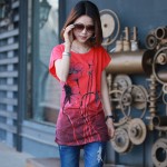 2017 Lotus Print Plus Size T Shirt Women Tops tshirt Short Sleeve Chinese ink painting style Summer Style Casual T Shirt female