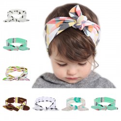 2017 Lovely Newborn Headband Fashion Bunny Ear Kids Girl Bow Elastic Knot Headbands DIY Bowknot Headwear Hair Accessories