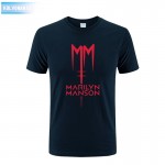 2017 Marilyn Manson Logo Fashion Printed Mens T Shirt Short Sleeve O Neck Cotton T-Shirt Top Tee Camisetas Park Large Size Dress