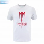 2017 Marilyn Manson Logo Fashion Printed Mens T Shirt Short Sleeve O Neck Cotton T-Shirt Top Tee Camisetas Park Large Size Dress