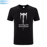 2017 Marilyn Manson Logo Fashion Printed Mens T Shirt Short Sleeve O Neck Cotton T-Shirt Top Tee Camisetas Park Large Size Dress