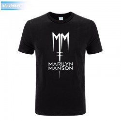 2017 Marilyn Manson Logo Fashion Printed Mens T Shirt Short Sleeve O Neck Cotton T-Shirt Top Tee Camisetas Park Large Size Dress