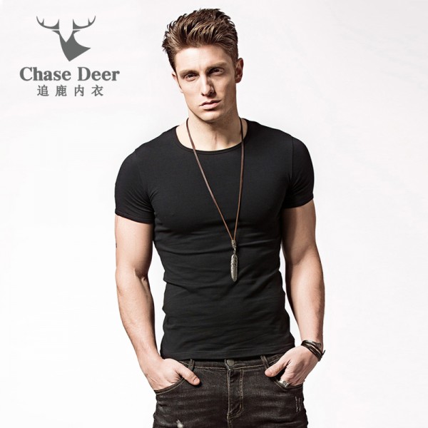 2017 Men T-Shirt Chase Deer Solid Cotton Brand Clothing Fitness Elistic Bodybuilding Tshirt Homme Undershirt Tees T Shirt Men