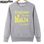2017 Men's Casual Engineer by day Ninja by night Hoodies Custom  For Men printing Sweatshirt XS-XXL