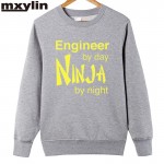 2017 Men's Casual Engineer by day Ninja by night Hoodies Custom  For Men printing Sweatshirt XS-XXL