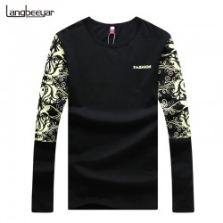 2017 Mens T Shirts Fashion New O-Neck Slim Fit Print Long Sleeve T Shirt Mens Clothing Trend High-quality Casual T-Shirt 5XL