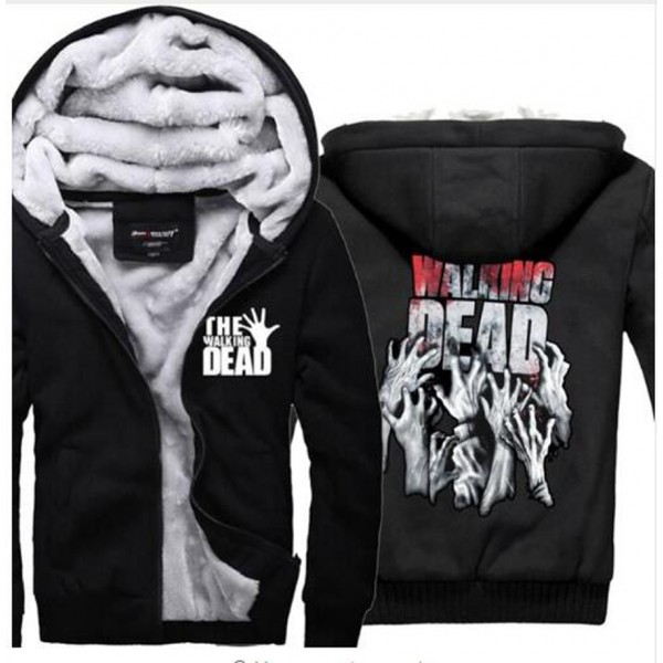 2017 Mens autumn black tracksuit The Walking Dead Hoodies Zombie Hands Scary Winter Fleece Super Warm Sweatshirts jacket clothes