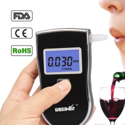 2017 NEW Hot selling Professional Police Digital Breath Alcohol Tester Breathalyzer AT818 Free shipping+10pcs mouthpieces