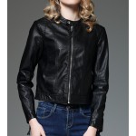 2017 NEW Spring Faux Soft Leather Jacket Long Sleeve Zipper Coat Woman Short PU Leather Outerwear Motorcycle Jacket Black