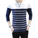 2017 NEW fashion brand casual fitness tshirt striped patchwork Long Sleeve t shirt men Slim Fit t-shirt plus size 3XL 4XL 5XL