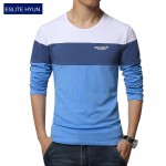 2017 NEW fashion brand casual fitness tshirt striped patchwork Long Sleeve t shirt men Slim Fit t-shirt plus size 3XL 4XL 5XL