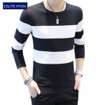 2017 NEW fashion brand casual fitness tshirt striped patchwork Long Sleeve t shirt men Slim Fit t-shirt plus size 3XL 4XL 5XL