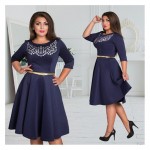 2017 NEW fashionable elegant women dresses big sizes plus size women clothing L-6xl dress casual o-neck A-Line slim female dress